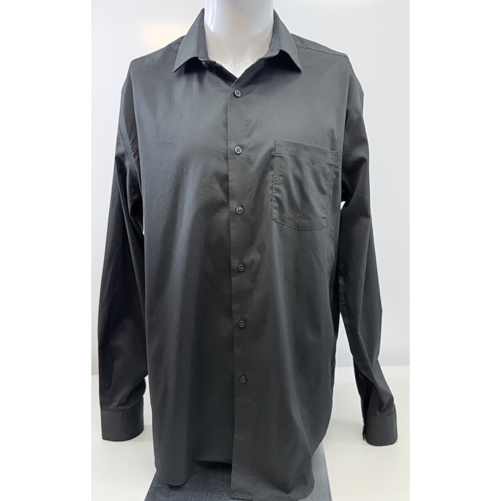 Van Heusen Ultra Wrinkle Free Dress Shirt Mens 16-16.5 34/35 L Stretch Black